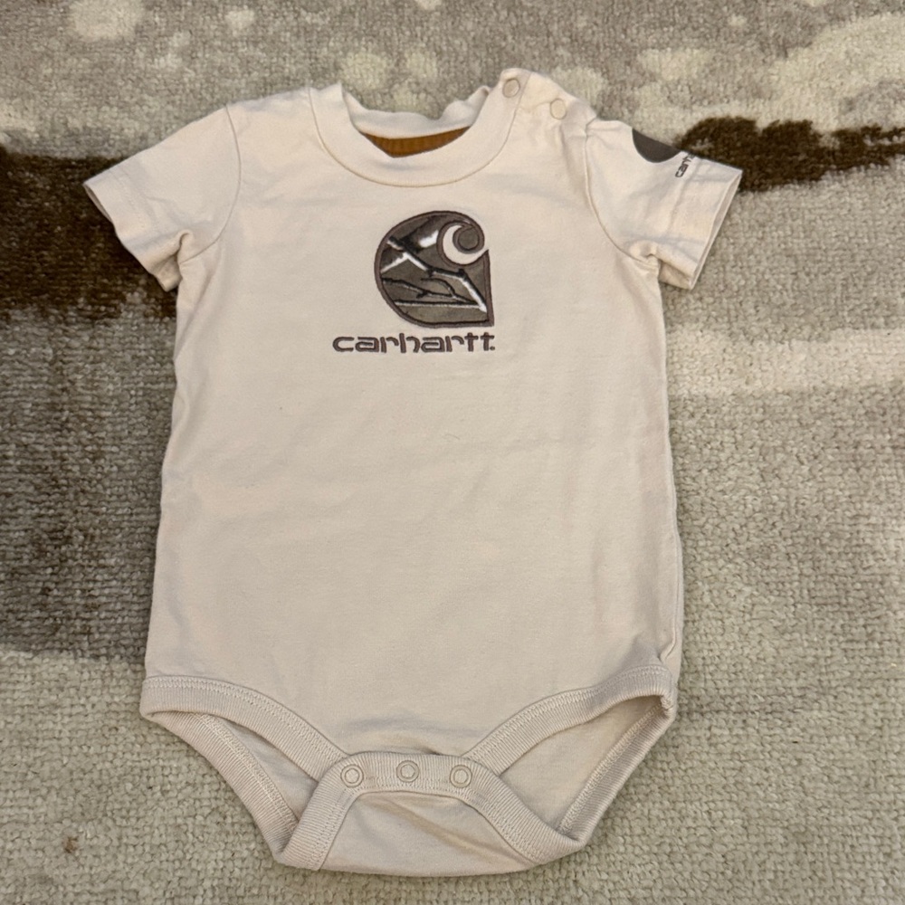 Carhartt Cream Baby Bodysuit with Logo